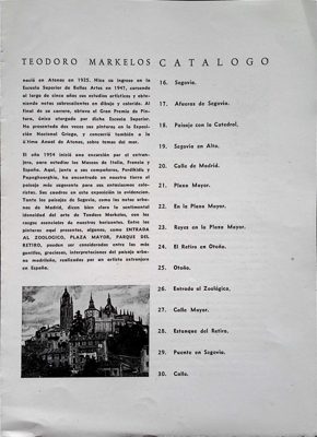 Teodoro Markellos Catalog, Madrid Exhibition, 1959 — Theodoros Markellos