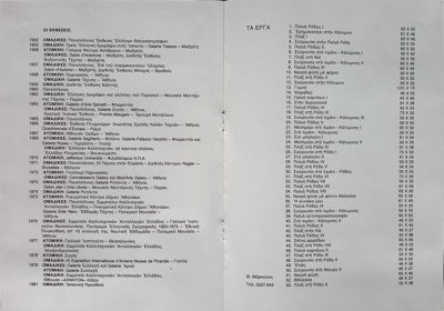 Catalog of exhibitions and works by Theodoros Markellos (1982) — Theodoros Markellos