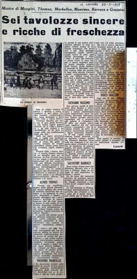 Review of exhibitions by Mongini, Thomas, Markellos, Massimo, Barraco and Grazzini in Il Lavoro newspaper (1969) — Theodoros Markellos
