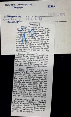 Estia Newspaper: Th. Markellos Exhibition 'Shipyards' at British Council, 1973 — Theodoros Markellos