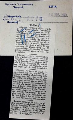 Estia Newspaper: Th. Markellos Exhibition 'Shipyards' at British Council, 1973 — Theodoros Markellos