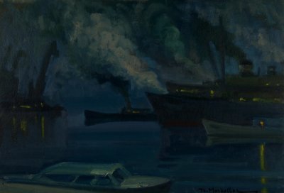 Night Harbor with Boats — Theodoros Markellos
