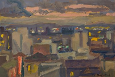 Athens Evening Sunset with Lights from My Rooftop — Theodoros Markellos