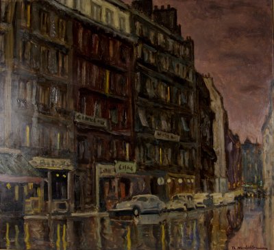 Paris, Rainy Street with Lights, Dusk — Theodoros Markellos