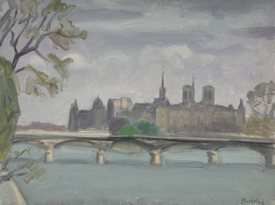 Paris, Seine, Bridge, Notre Dame, Gray, Simple — Theodoros Markellos