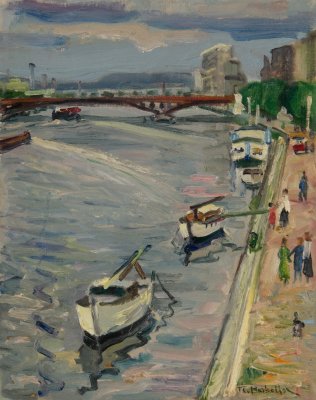 Harbor with Boats and Bridge — Theodoros Markellos