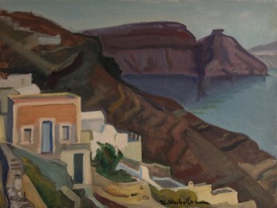 Σαντορινη,αποψη με πορτοκαλι σπιτι — Theodoros Markellos