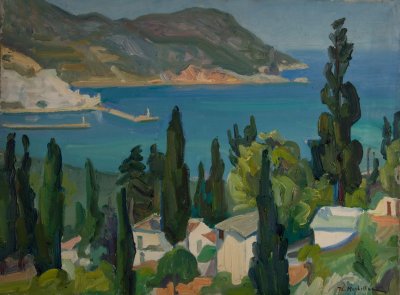 Skopelos, View from Above, Cypresses, Harbor — Theodoros Markellos