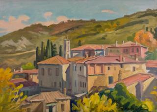 Vineyards – Evening View — Oil painting, Canvas, 50.00×70.00cm — Theodoros Markellos