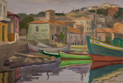 Mytilene, Molivos Boats and Houses — Theodoros Markellos