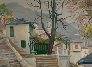 Makrinitsa in Rain, Before My House — Theodoros Markellos