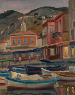 Υδρα βαρκες στο λυμανι,σουρουπο — Theodoros Markellos