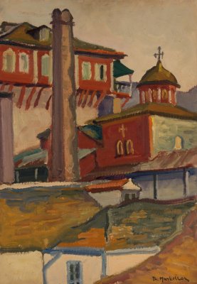 Vatopedi Monastery Red Buildings, Chimney — Theodoros Markellos
