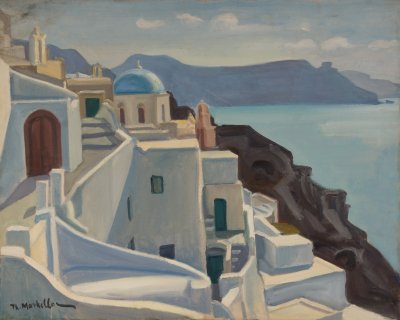 Κυκλαδικό Λιμάνι με Γαλάζιο Θόλο — Theodoros Markellos