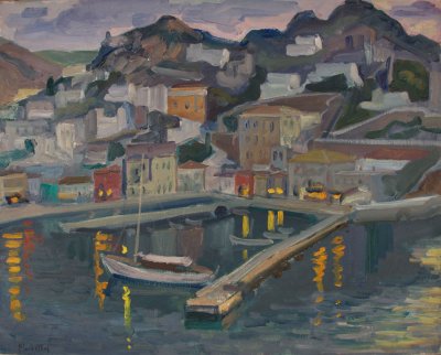 海德拉对岸全景，夜灯 — Theodoros Markellos