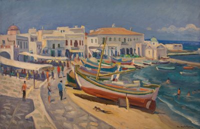 Μυκονος,αποψη λυμανιου,καικια,κοσμος,τεντες — Theodoros Markellos