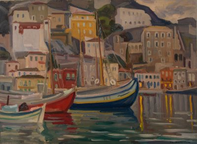 Υδρα αποψη απο το λυμανι,σουρουπο,φωτα — Theodoros Markellos