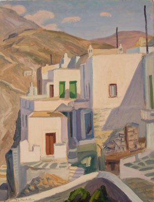 锡里福斯：房屋与米色山景 — Theodoros Markellos