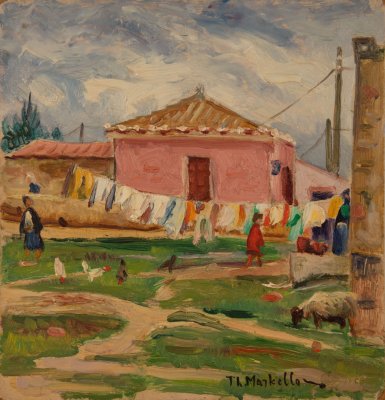 Pink House, Laundry Hanging, Sheep, Chickens — Theodoros Markellos