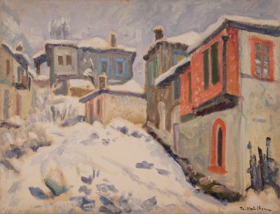 Kastraki with Snow, the Red House — Theodoros Markellos