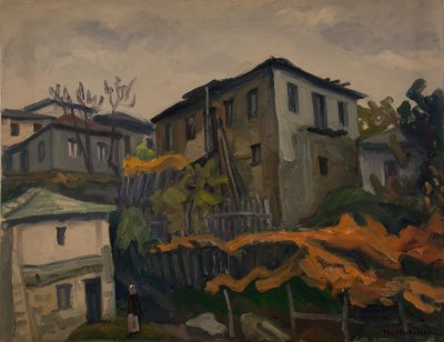 Zagora Houses, Climbing Plants in Foreground, Small Door — Theodoros Markellos