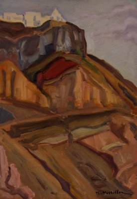 Santorini — Oil painting, Fiberboard, 38.00×55.00cm — Theodoros Markellos