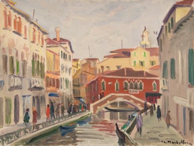 Venice, Canal from Bridge, The Red House — Theodoros Markellos