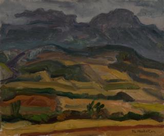 Mountains with Cultivated Fields — Oil painting, Canvas, 38.00×46.00cm — Theodoros Markellos