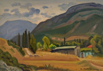 Kefalonia Landscape at Dusk — Oil painting, Canvas, 38.00×55.00cm — Theodoros Markellos