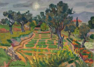 Olive Grove with Cultivated Fields — Oil painting, Canvas, 33.00×46.00cm — Theodoros Markellos