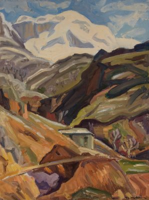 Snow Peak with Deep Valleys — Oil painting, Canvas, 46.00×61.00cm — Theodoros Markellos