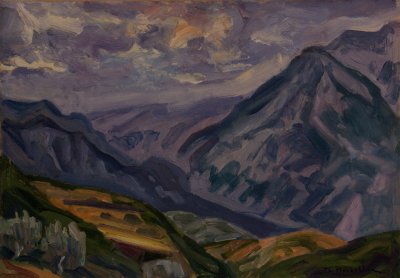 Parnassus — Oil painting, Fiberboard, 36.00×51.00cm — Theodoros Markellos