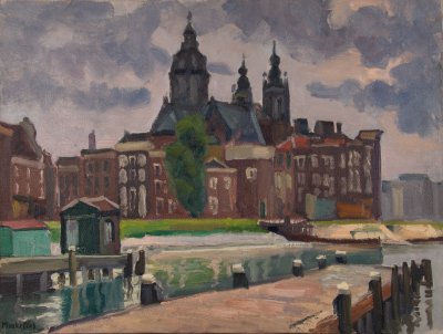 Amsterdam Harbor View, Café Houses, Church — Theodoros Markellos