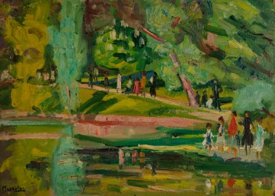 Madrid, Lake, Figure, Vivid Colors, Afternoon — Theodoros Markellos