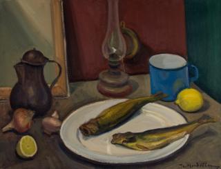 Still Life with Sardines and Oil Lamp — Theodoros Markellos