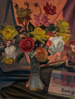 Roses with Intense Pink Background in Window — Theodoros Markellos