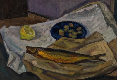 Νεκρη φυση με ρεγγα και ελιες — Theodoros Markellos