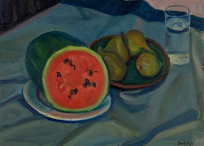 Still Life with Watermelon and Pears — Theodoros Markellos