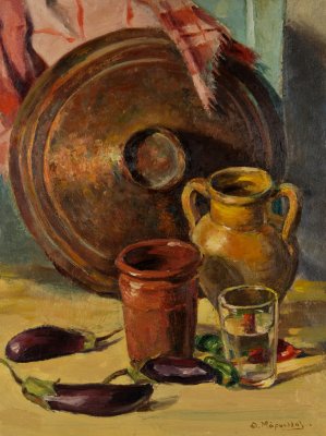 Still Life with Teapot Lid, Eggplants — Theodoros Markellos
